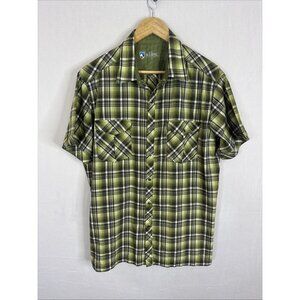 Kuhl Men's Plaid Short Sleeve Snap Button Shirt L Green Casual